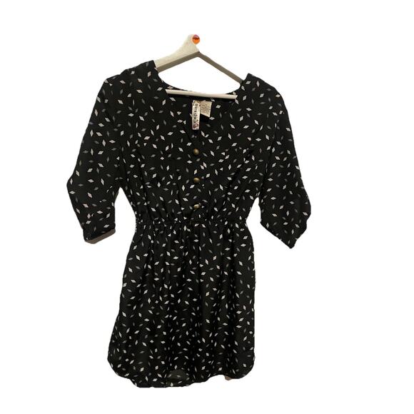 Mimi Chica Dress Juniors Small Black Capped Sleeve A Line Elastic Waist - Picture 1 of 5